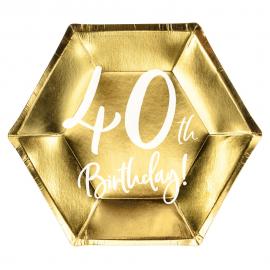40th Birthday Assietter Guld