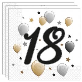 Milestone Happy Birthday 18 Års Servetter