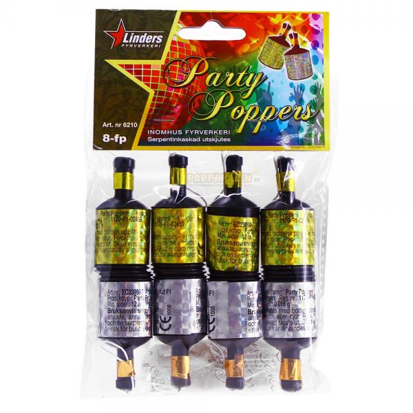 Party Poppers Guld och Silver 8-pack