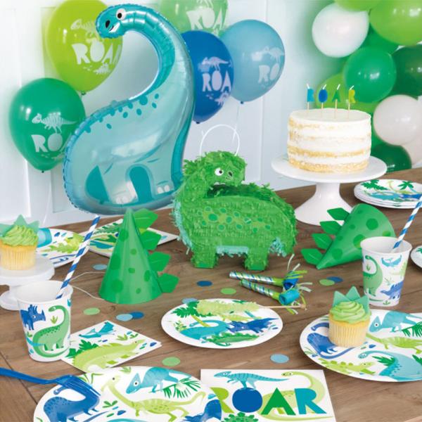 Dinosaurie Folieballong Happy Birthday Grn & Bl
