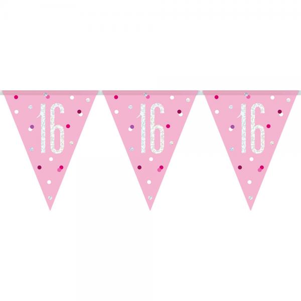Flaggirlang 16 r Rosa & Silver