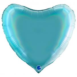 Stor Hjärtballong Holografisk Platinum Tenerife Sea