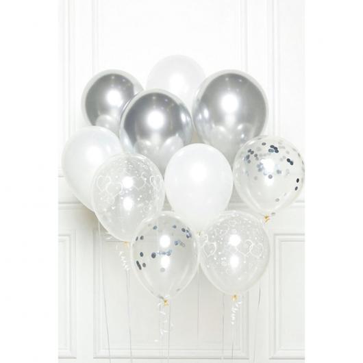 Ballongbukett Kit Vit och Silver