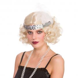 Flapper Peruk med Pannband Blond