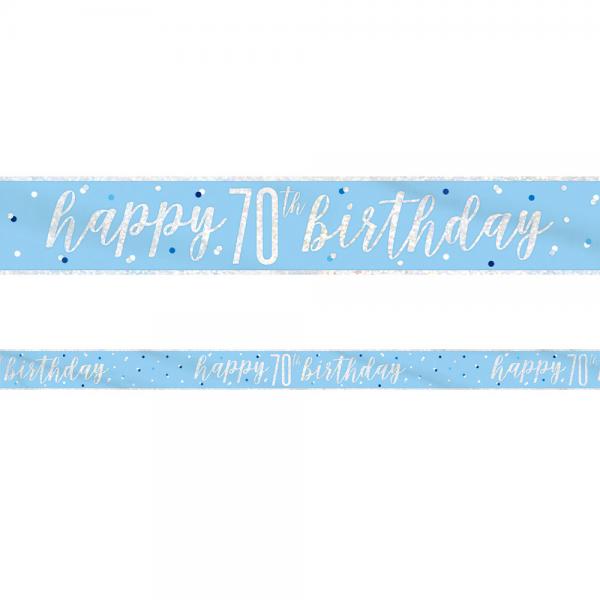 Happy 70th Birthday Banderoll Bl & Silver