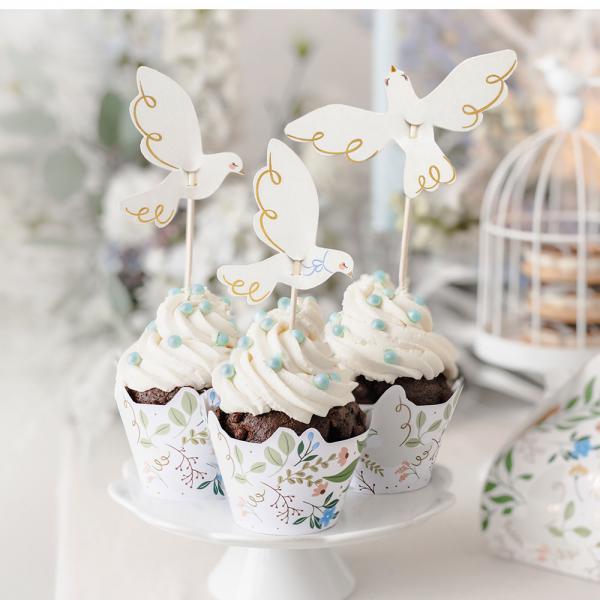 Cupcake Wrappers Blommor och Duvor