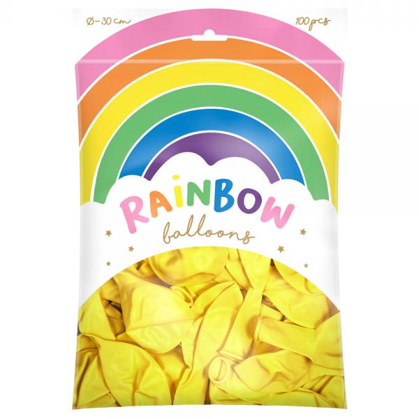 Rainbow Latexballonger Gula 100-pack