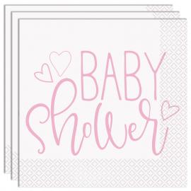 Baby Shower Servetter Ljusrosa och Vit