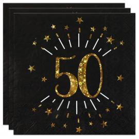 Servetter 50 År Birthday Party Guld