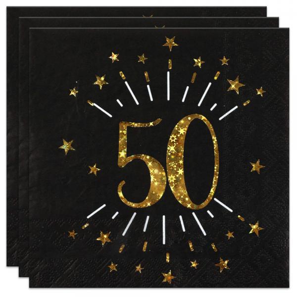 Servetter 50 r Birthday Party Guld