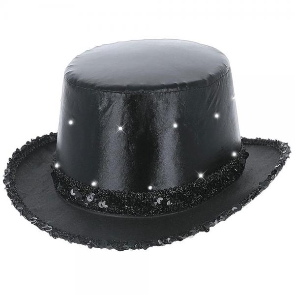 svart hög hatt