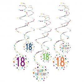 Hängande Swirls 18 år Confetti Birthday