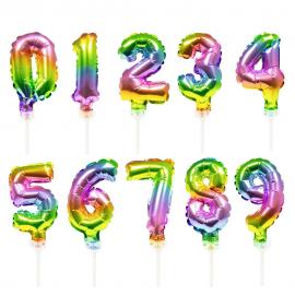 Mini Sifferballonger Regnbågsfärger 9