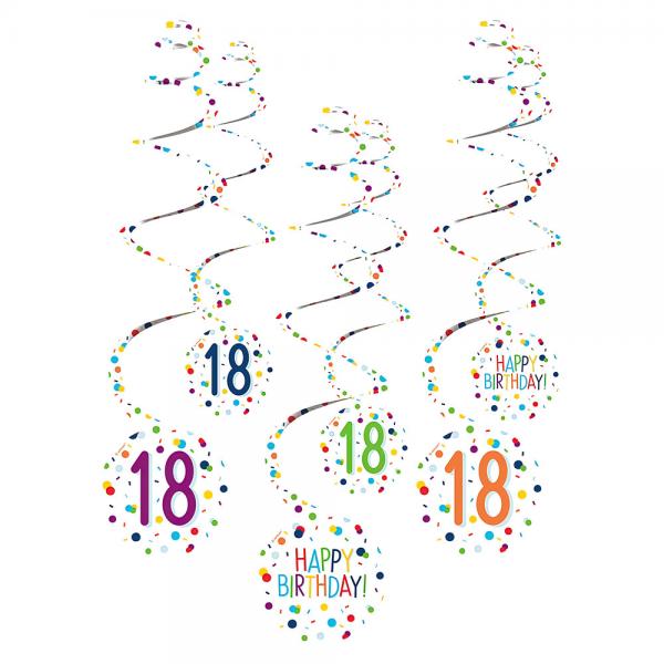 Hngande Swirls 18 r Confetti Birthday