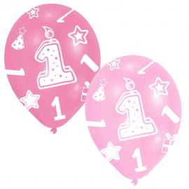 1-Års Kalas Ballonger Metallic Rosa