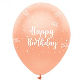 Happy Birthday Ballonger Pearlised Roseguld