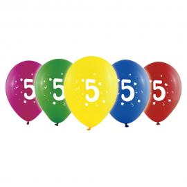 Sifferballonger 5 Färgmix