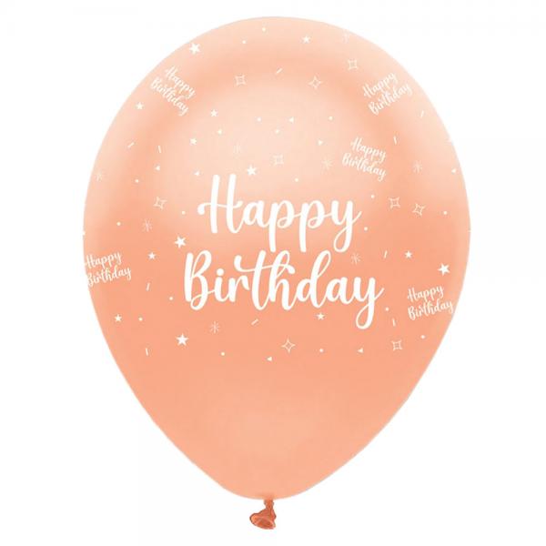 Happy Birthday Ballonger Pearlised Roseguld
