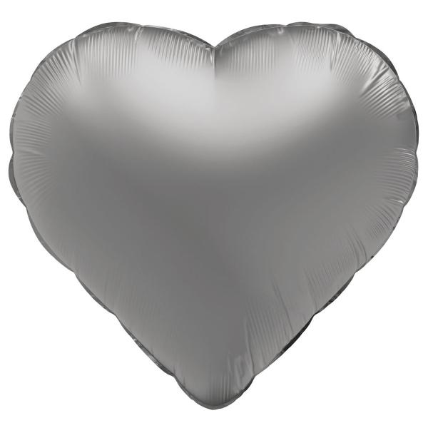 Folieballong Hjrta Mnsilver Matt