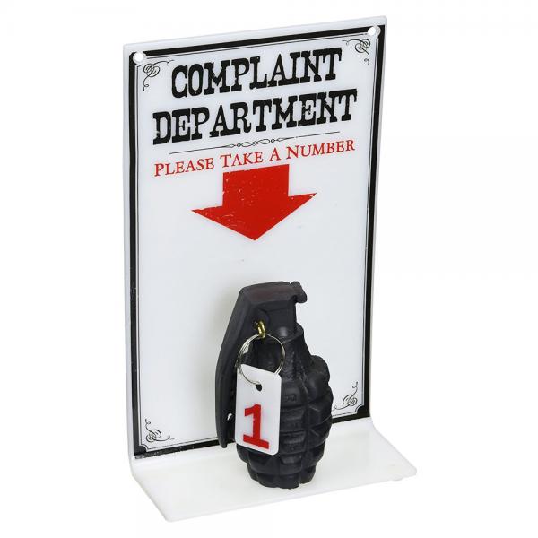 Complaint Department Skylt