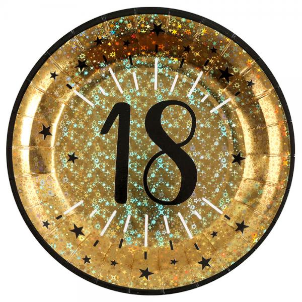 Papptallrikar 18 r Birthday Party Guld