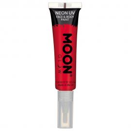 Moon Glow Neon UV Kropp- & Ansiktsfärg med Borste Intensiv Röd