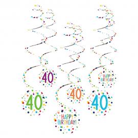 Hängande Swirls 40 år Confetti Birthday