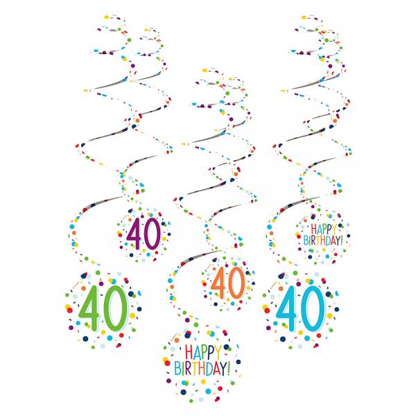 Hngande Swirls 40 r Confetti Birthday