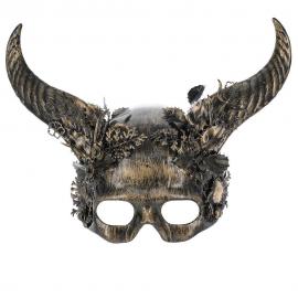 Gyllene Maskerad Mask med Horn