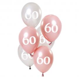 60-års Ballonger Rosa & Silver