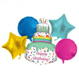 Folieballong Tårta Kit Happy Birthday