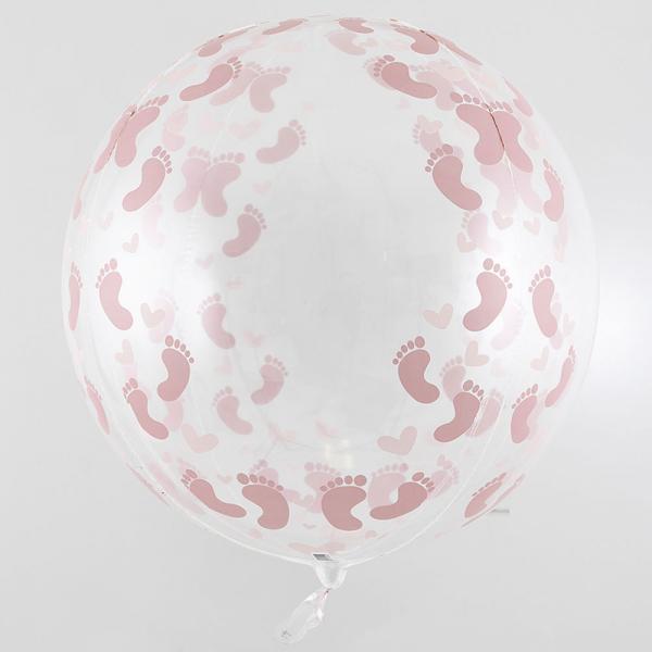 Rund Folieballong med Rosa Fotavtryck
