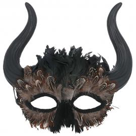 Venetiansk Mask med Horn och Fjädrar