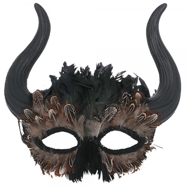 Venetiansk Mask med Horn och Fjdrar