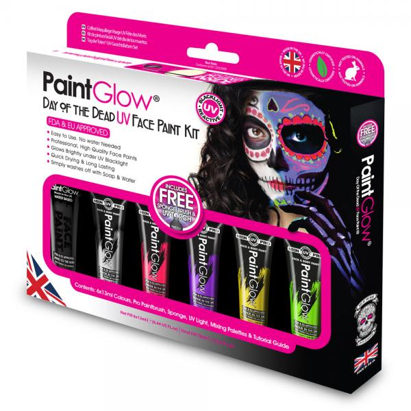 PaintGlow Day of the Dead UV Ansikts- och Kroppsfrg Set