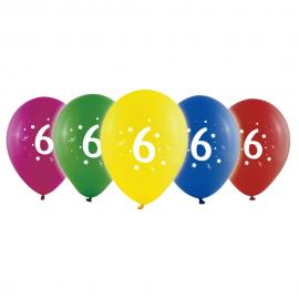 Sifferballonger 6 Färgmix