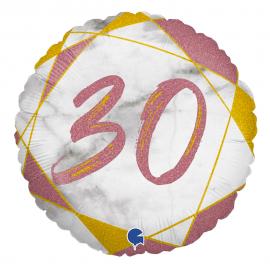 Marble 30 Holografisk Ballong Rosa