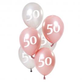 50-års Ballonger Rosa & Silver