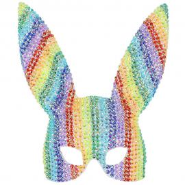 Kanin Mask med Juveler Regnbåge Deluxe