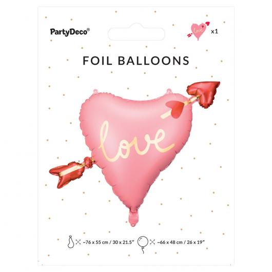 Love Hjärtballong med Pil Rosa