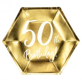 50th Birthday Assietter Guld