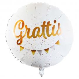 Grattis Folieballong Vit/Guld/Silver