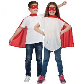 Superhjälte Röd Mantel med Ögonmask Barn