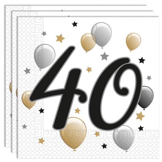 Milestone Happy Birthday 40 Års Servetter