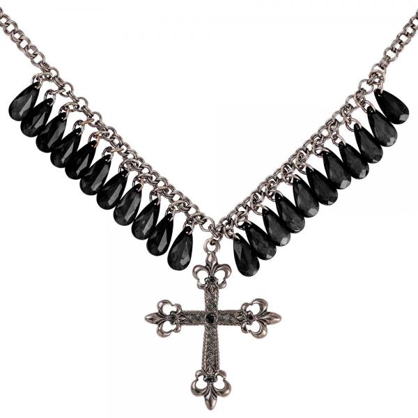 Svart Gothic Halsband med Kors