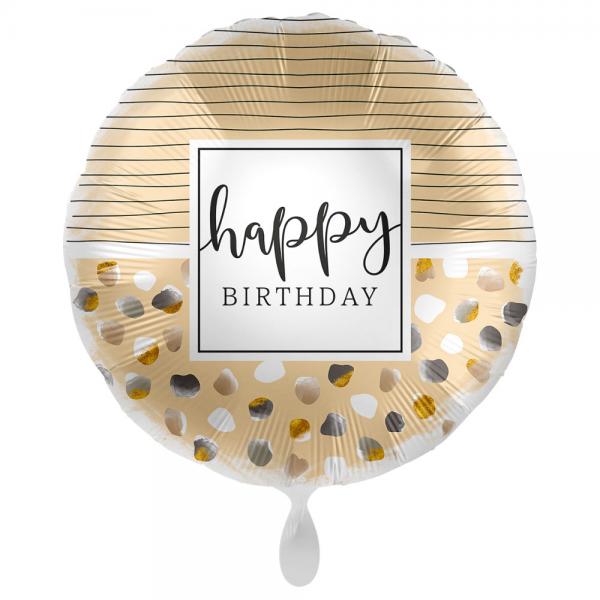 Happy Birthday Ballong Natural Dots & Stripes