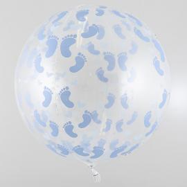 Rund Folieballong med Blå Fotavtryck