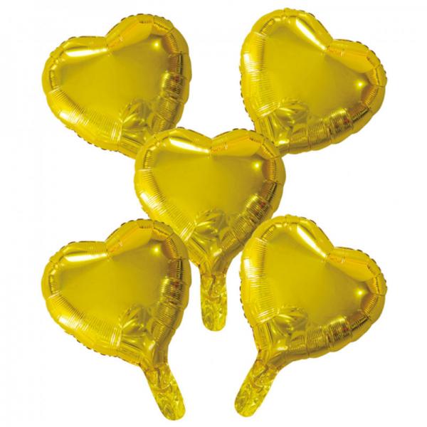 Guld Hjrtballonger Folie 5-pack