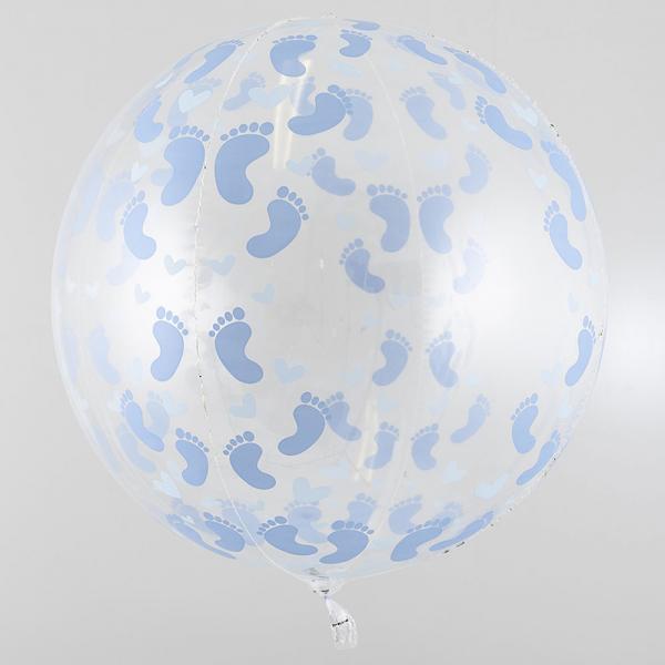 Rund Folieballong med Bl Fotavtryck