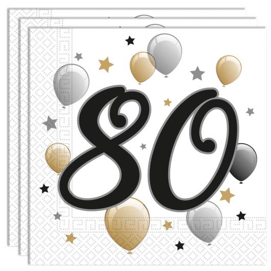 Milestone Happy Birthday 80 Års Servetter